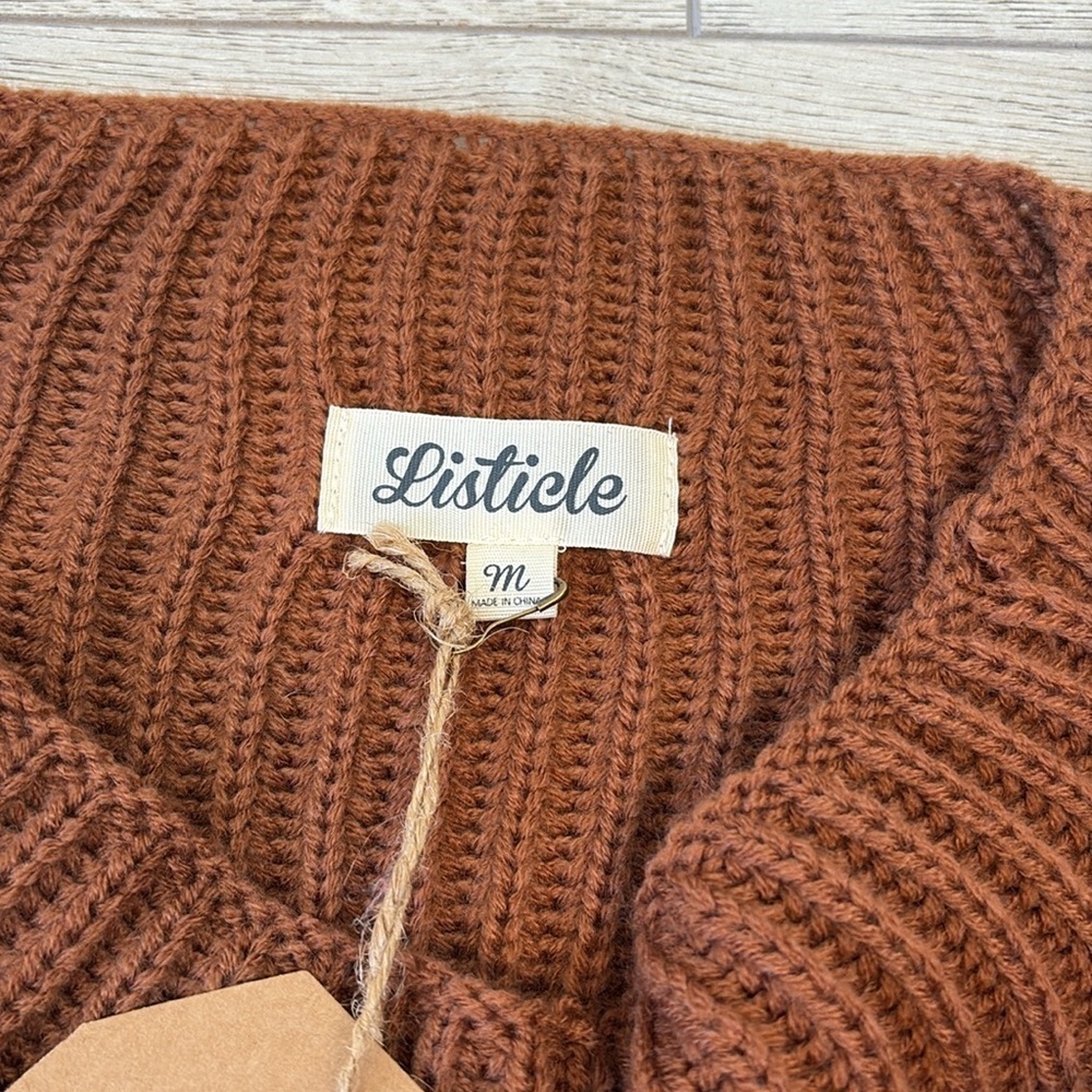 Listicle Brown Mock Neck Dolman Sleeve Sweater NWT - Picture 8 of 8